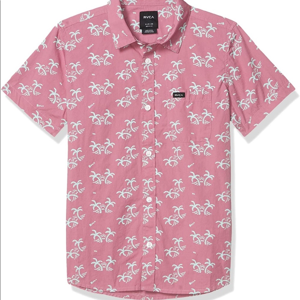 Boys RVCA Easy Palms woven short sleeve button down.